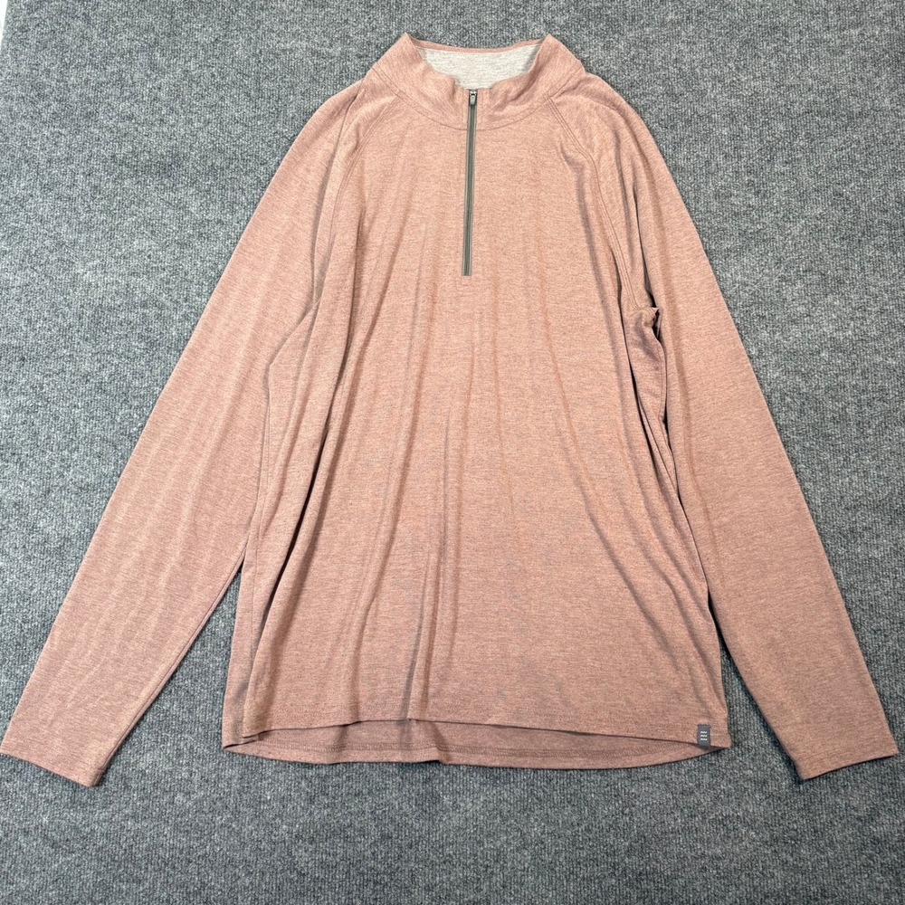 Free Fly Mens Bamboo Midweight Quarter Zip Pullover Mauve Size XL Heathered Clay